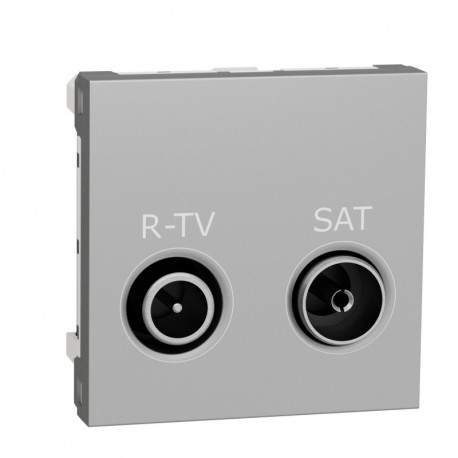 Розетка R-TV SAT Schneider-Electric Unica New (2-мод, R-TV SAT, алюминий) NU345430