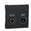 Розетка R-TV SAT Schneider-Electric Unica New (2-мод, R-TV SAT, антрацит) NU345454