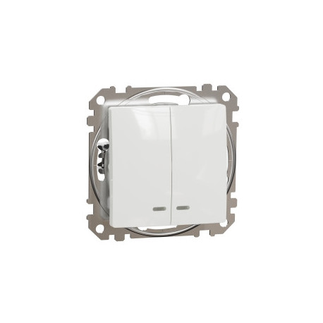Вимикач з підсвіткою 2-кл. SE Sedna Design SDD111105L білий