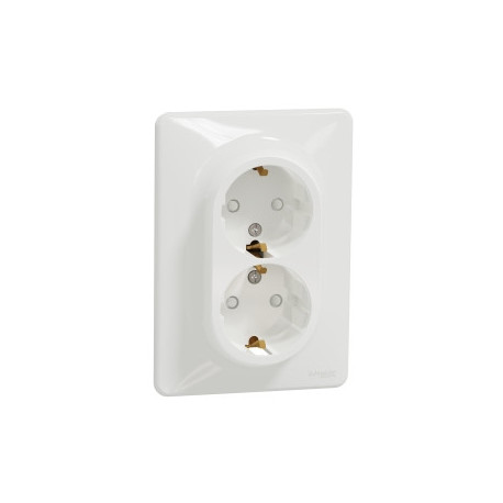 Розетка 2-а з з/к зі шторками SE Sedna Design SDD311221 білий