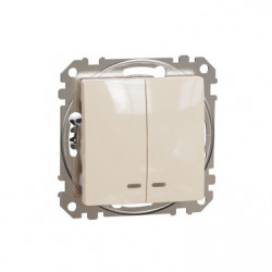 Вимикач з підсвіткою 2-кл. SE Sedna Design SDD112105L крем