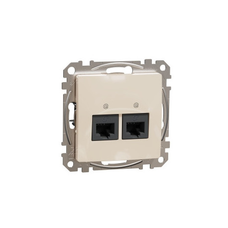 'Комп''ютерна розетка 2-а. RJ45 кат. 5е UTP SE Sedna Design SDD112452 крем'