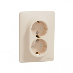 Розетка 2-а з з/к зі шторками SE Sedna Design SDD312221 крем