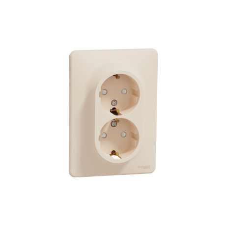 Розетка 2-а з з/к зі шторками SE Sedna Design SDD312221 крем
