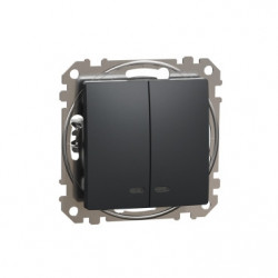 Вимикач з підсвіткою 2-кл. SE Sedna Design SDD114105L Чорний