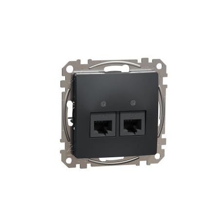 'Комп''ютерна розетка 2-а. RJ45 кат. 5е UTP SE Sedna Design SDD114452 Чорний'
