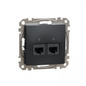 'Комп''ютерна розетка 2-а. RJ45 кат. 5е UTP SE Sedna Design SDD114452 Чорний'