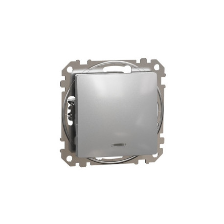 Вимикач з підсвіткою 1-кл. SE Sedna Design SDD113101L Алюміній