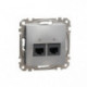 'Комп''ютерна розетка 2-а. RJ45 кат. 5е UTP SE Sedna Design SDD113452 Алюміній'