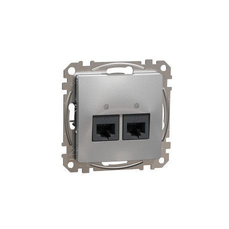'Комп''ютерна розетка 2-а. RJ45 кат. 5е UTP SE Sedna Design SDD113452 Алюміній'