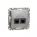 'Комп''ютерна розетка 2-а. RJ45 кат. 5е UTP SE Sedna Design SDD113452 Алюміній'