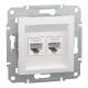 Розетка RJ45 подвійна, тип UTP, категорія 5E, білий, Asfora, без рамки EPH4470121