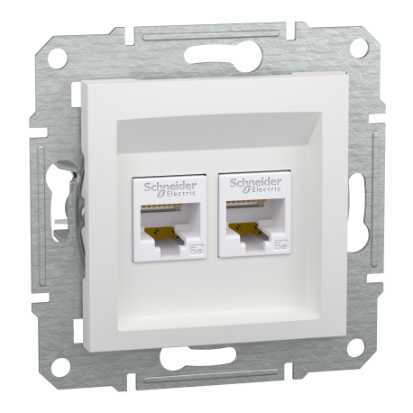 Розетка RJ45 подвійна, тип UTP, категорія 5E, білий, Asfora, без рамки EPH4470121