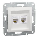 Розетка RJ45 подвійна, тип UTP, категорія 5E, білий, Asfora, без рамки EPH4470121