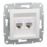 Розетка RJ45 подвійна, тип UTP, категорія 5E, білий, Asfora, без рамки EPH4470121